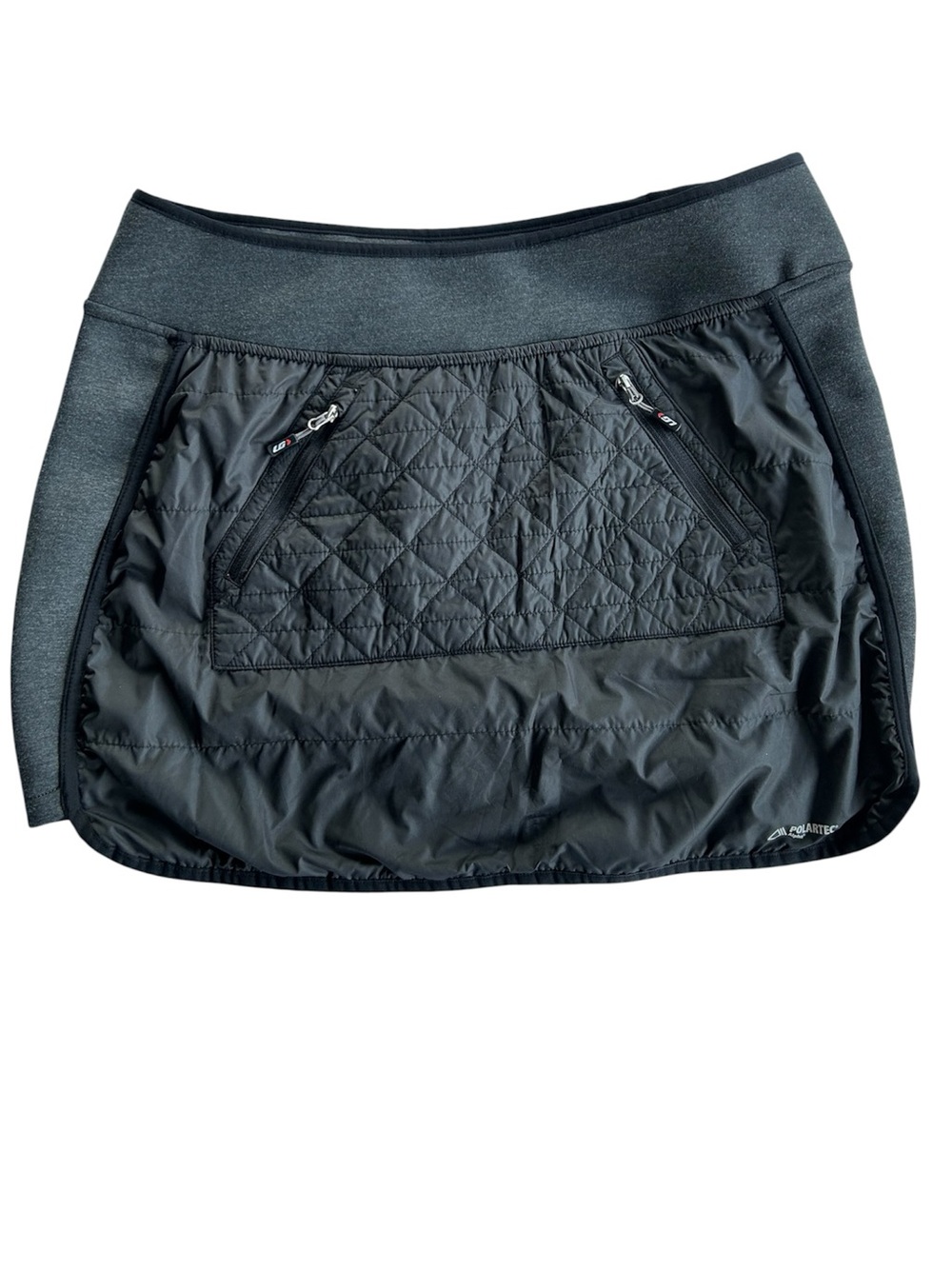 Black Quilted Athletic Skirt with Zip Pockets by Louis Garneau